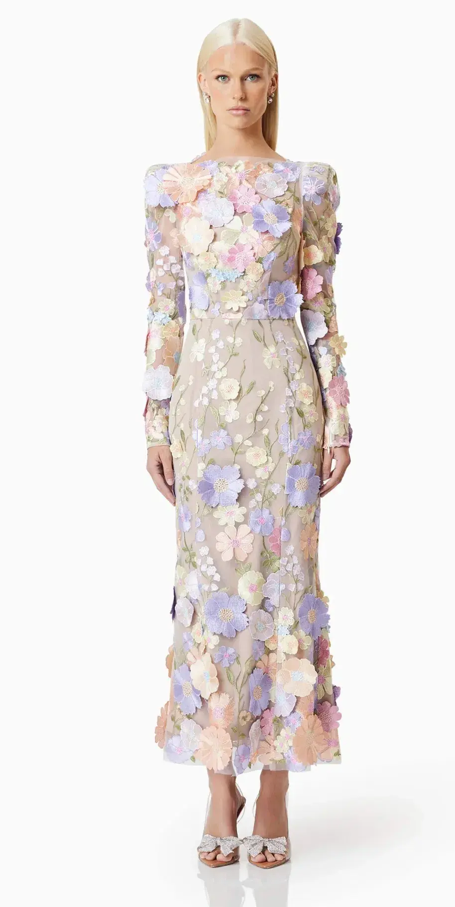 Elliat Shannon 3D Floral Midi Dress In Purple Size 8 - Image 1
