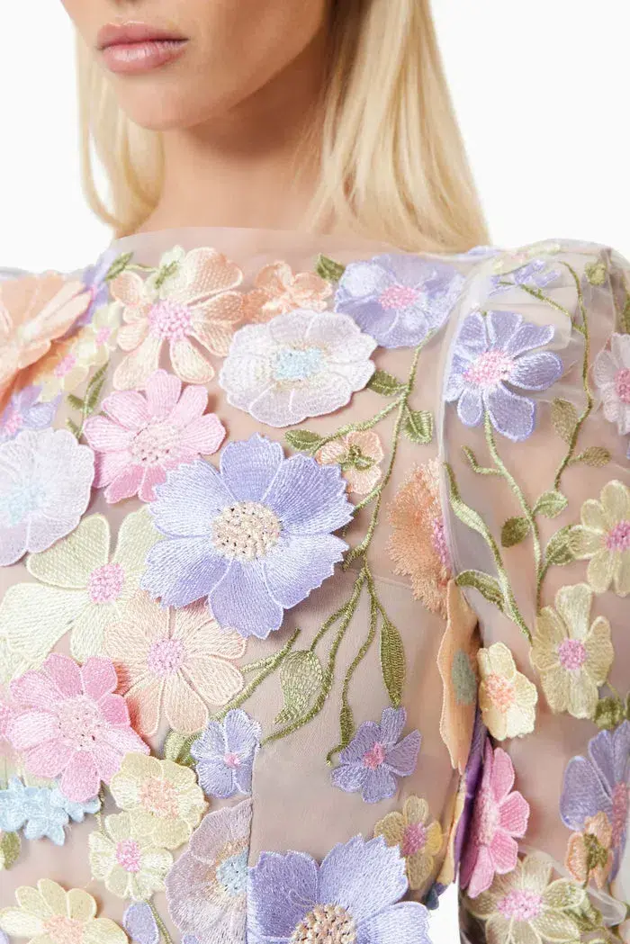 Elliatt Shannon 3D Floral Midi Dress Floral Size M / AU 10 - Image 4