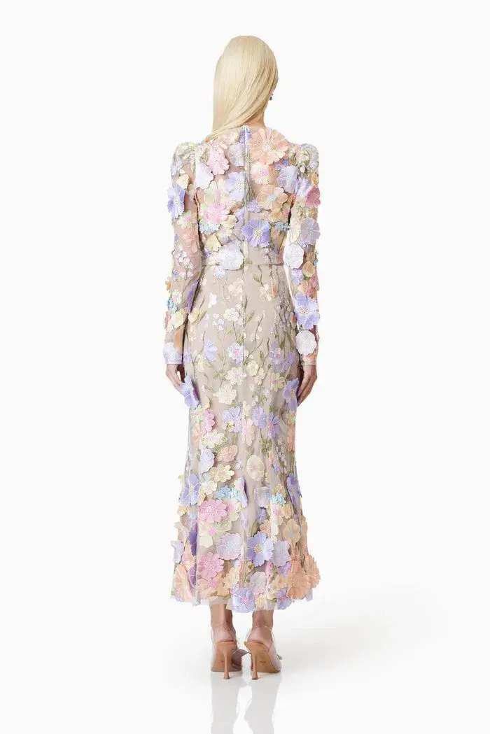 Elliatt Shannon 3D Floral Midi Dress Floral Size M / AU 10 - Image 5
