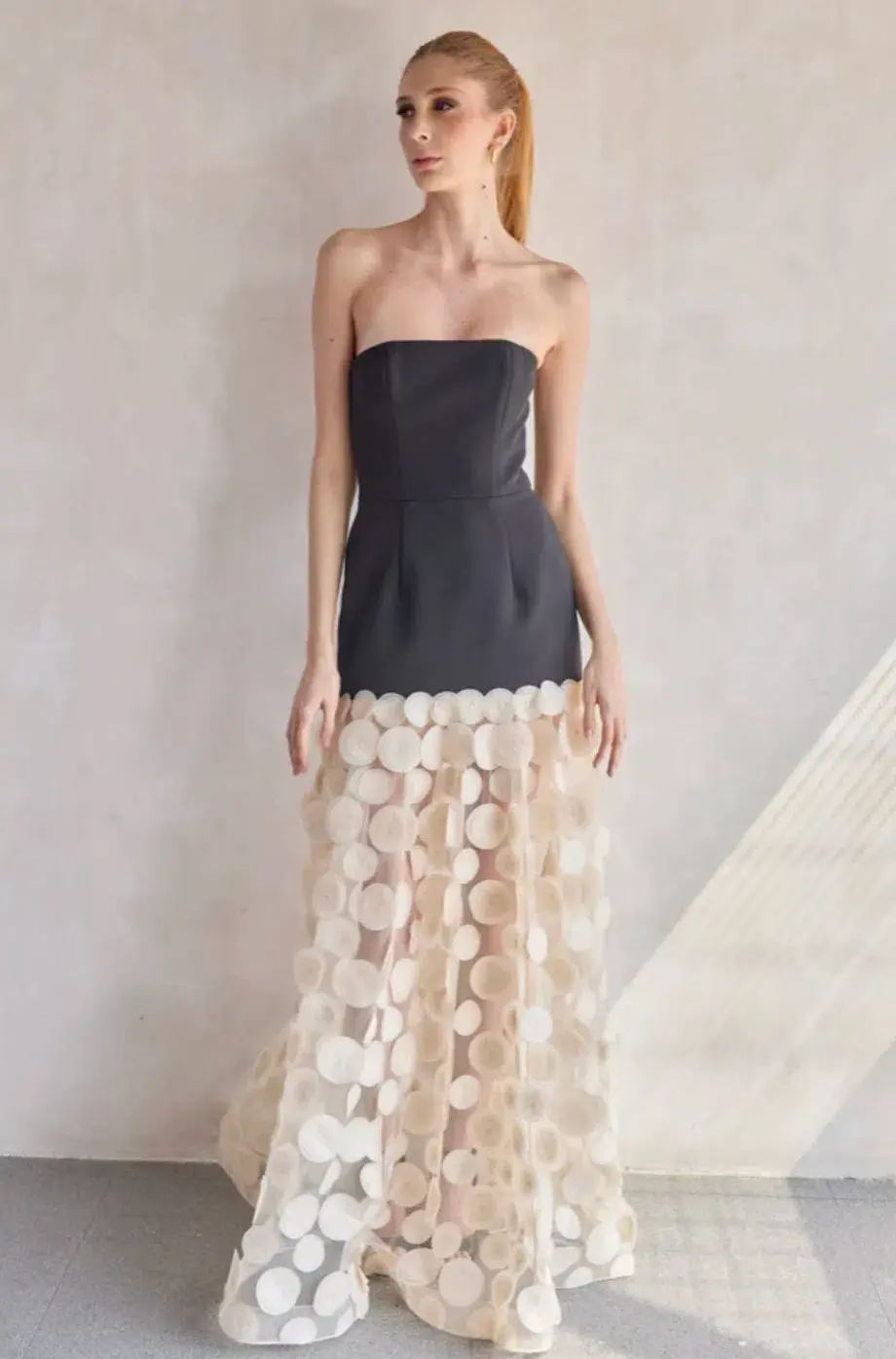 Bronx And Banco Harper Strapless Black and Beige Gown Size XS/Au 6  for rent on The Volte - main image