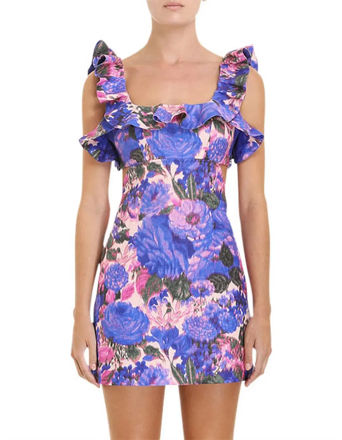 Zimmermann High Tide Floral Purple Mini Dress - Size 0 - Image 1