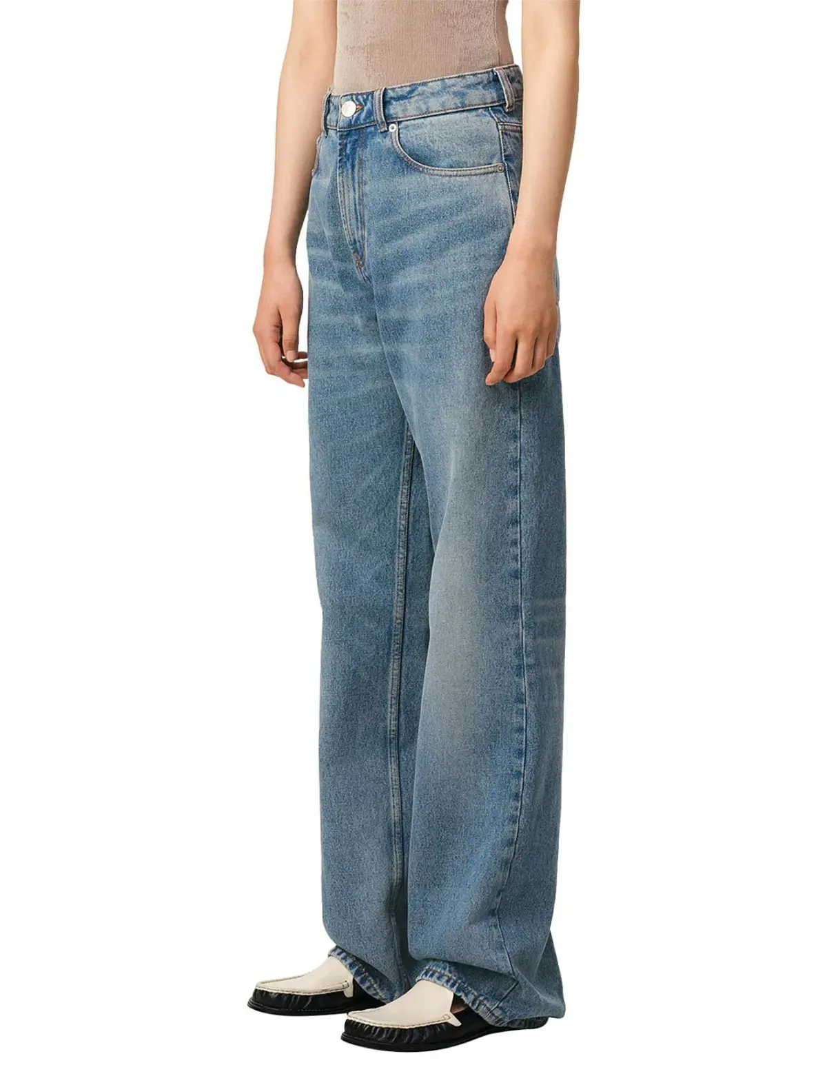 Ami Large Fit Jeans in Used Indigo Denim Size 6/XS - Image 5