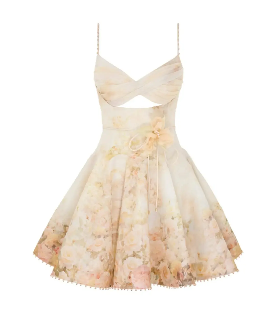 Zimmermann Memento Twist Front Mini Dress in Rose Arbor Size 0 / AU 8 for rent on The Volte - main image