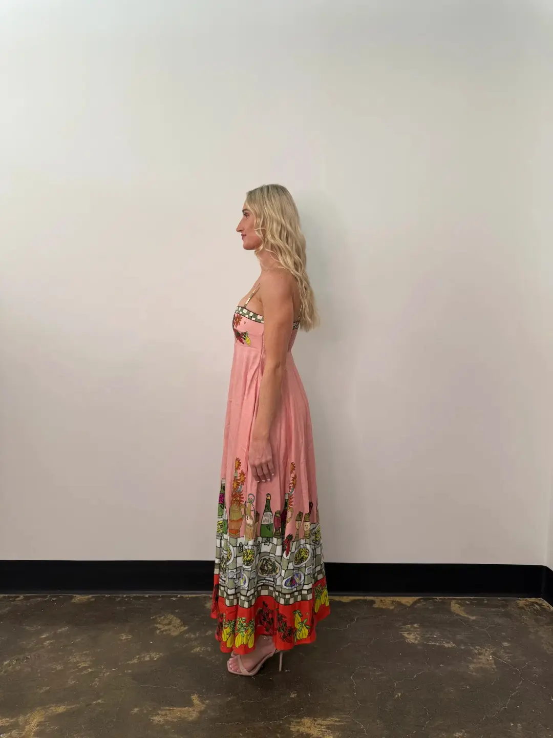 Alemais Contessa Midi Sundress Pink Print Size 8 for rent on The Volte - main image