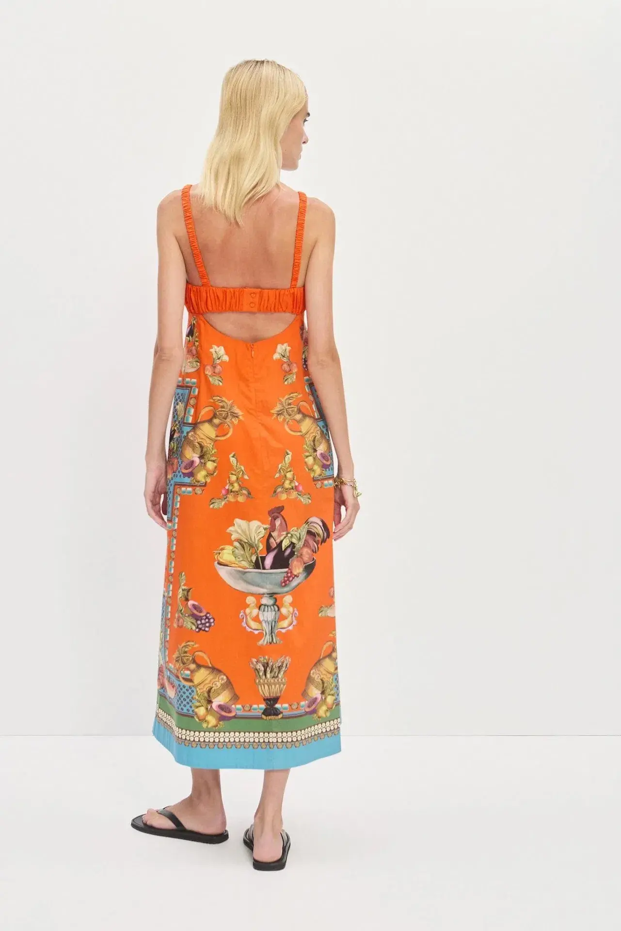 Alemais Rocco Midi Dress Orange Print Size 6 - Image 3