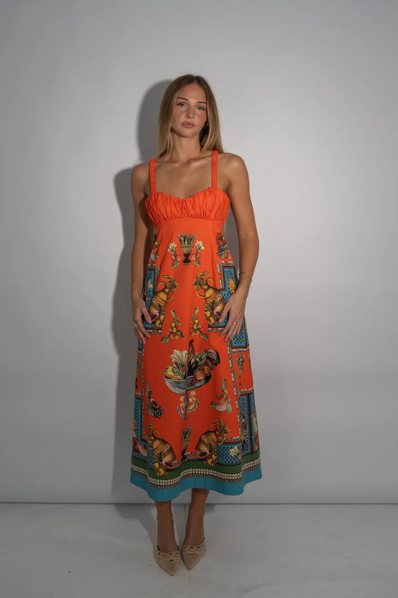 Alemais Rocco Midi Dress Orange Print Size 6 - Image 1
