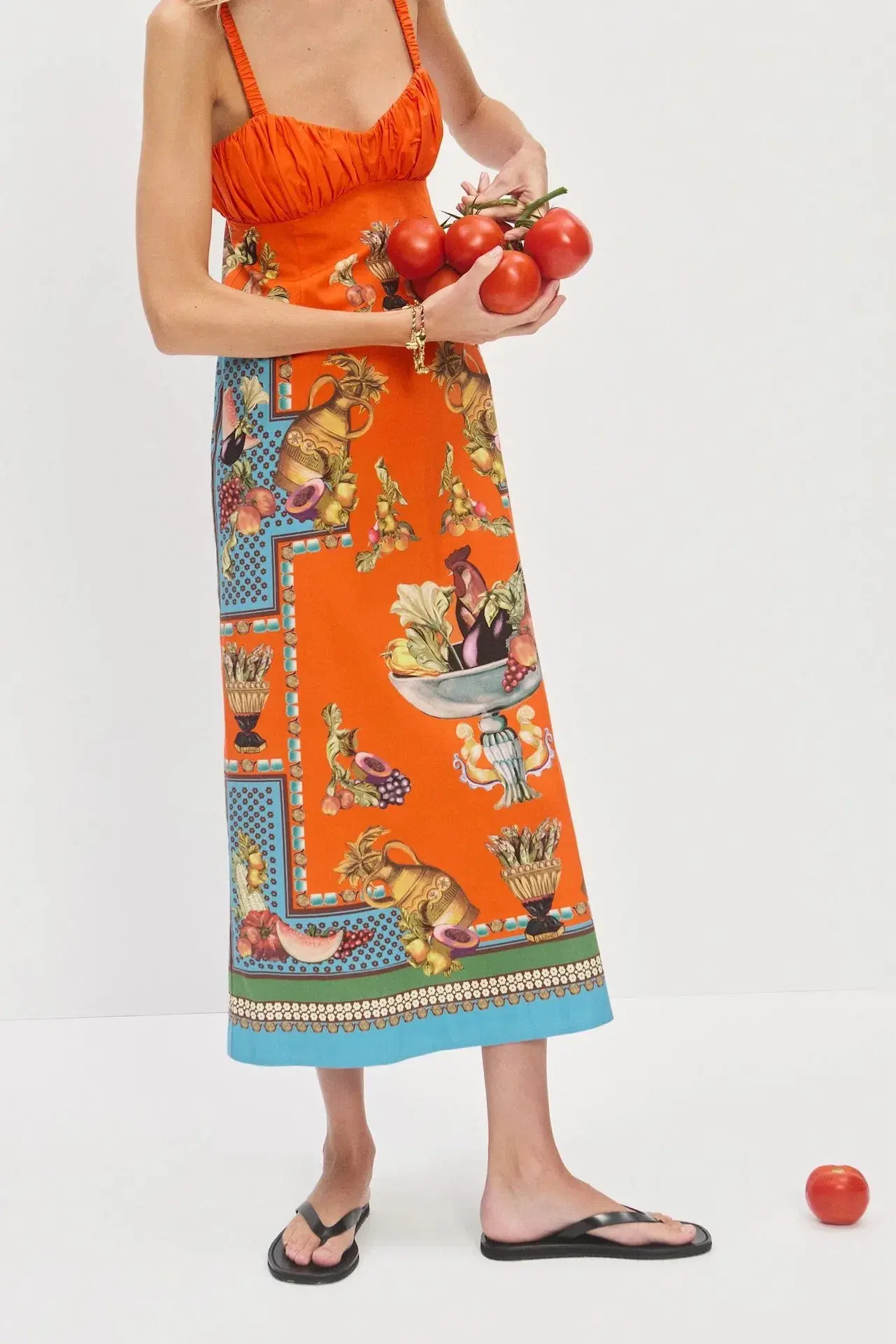 Alemais Rocco Midi Dress Orange Print Size 6 - Image 4