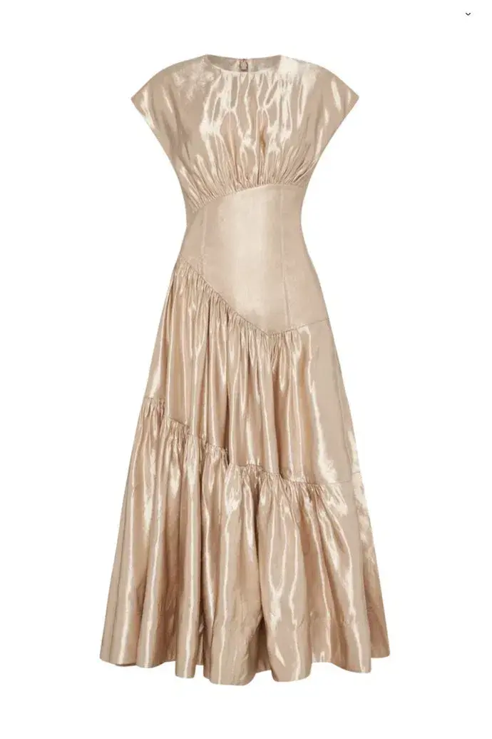Aje Serendipity Reflection Midi Dress Champagne Size 12 - Image 4
