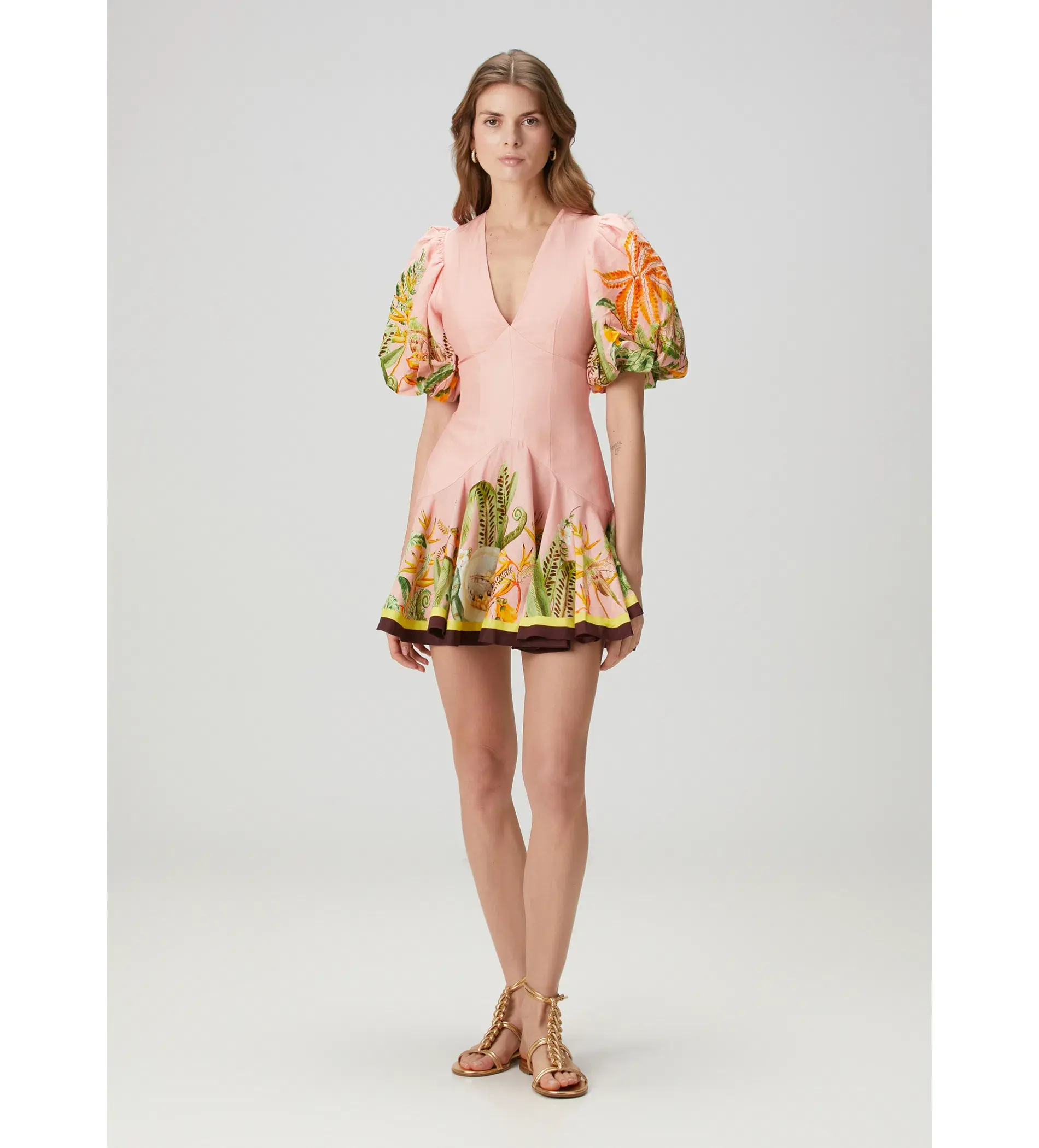 Alemais Papaya Mini Dress Pink Print Size 10 - Image 1