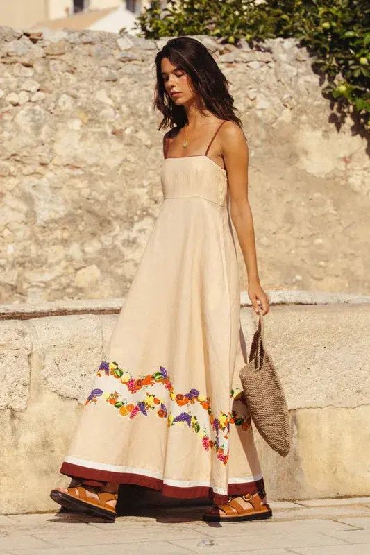 Bohemian Traders Fruity Slip Maxi Dress Peach Size 10 - Image 2