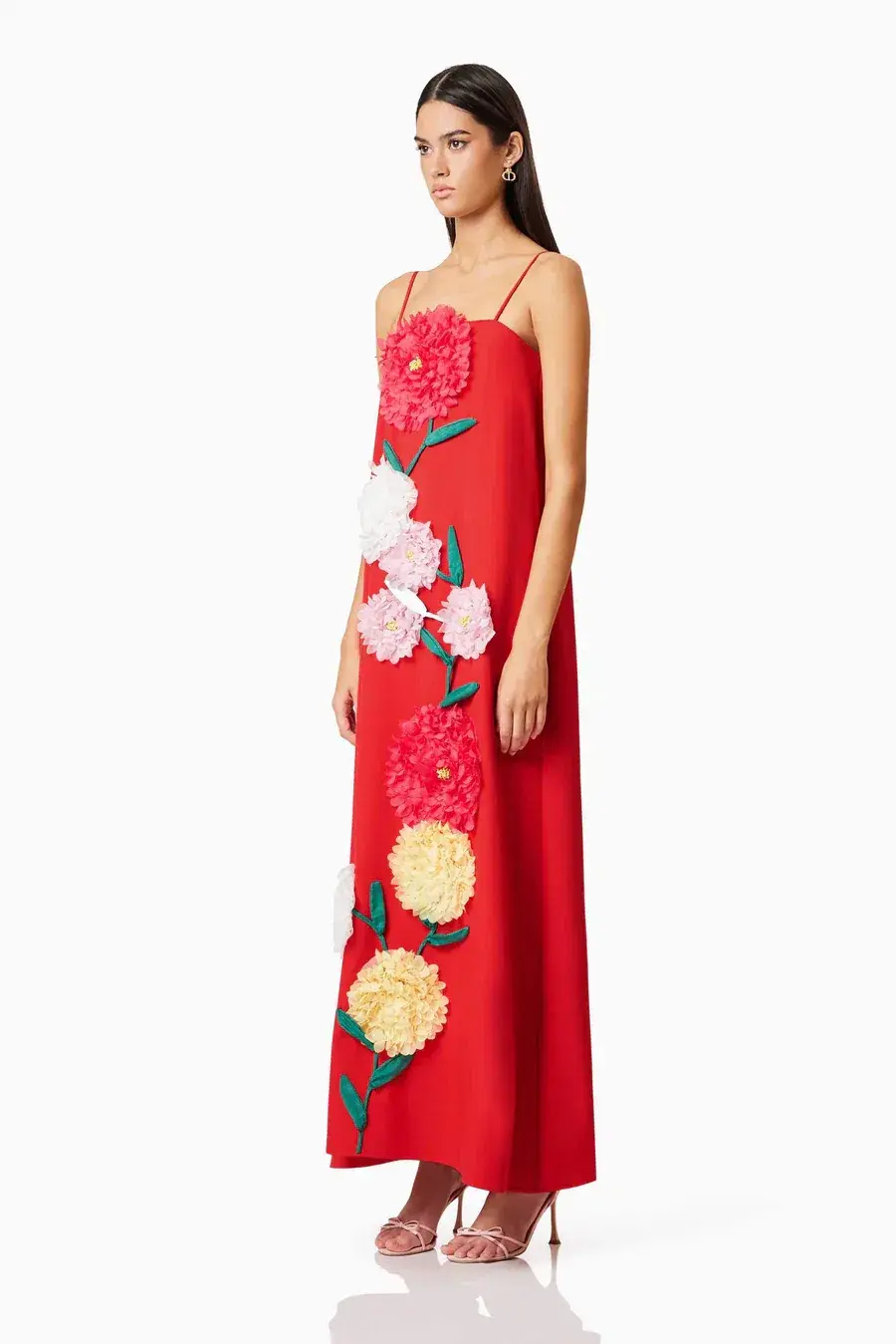 Elliatt Buttercup Embroided Maxi Dress Red Size L/AU 12 for rent on The Volte - main image