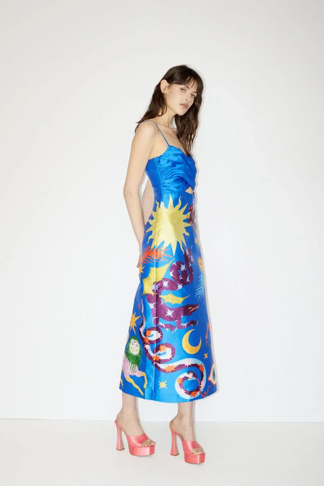 Alemais Guardian Midi Dress Blue Print Size 14 - Image 4