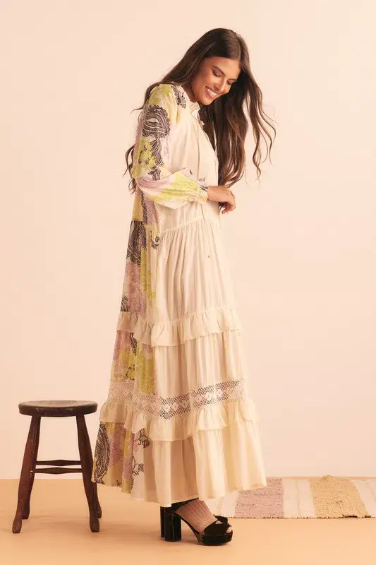 Bohemian Traders Castello Ruffle Maxi Dress Cream  Size 12 - Image 4