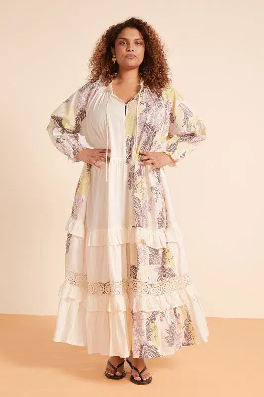 Bohemian Traders Castello Ruffle Maxi Dress Cream  Size 12 - Image 2