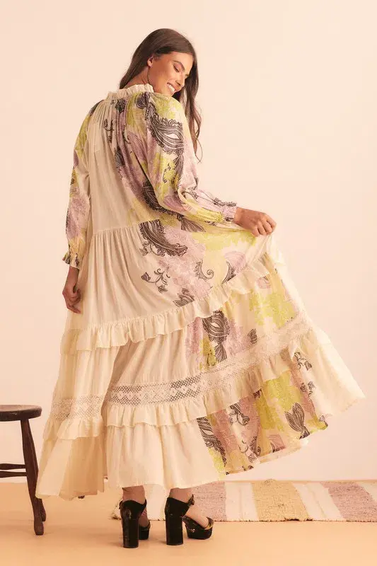 Bohemian Traders Castello Ruffle Maxi Dress Cream  Size 12 - Image 5