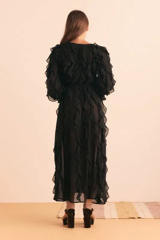 Bohemian Traders Sunray Flounce Maxi Dress In Black Size 10 - Image 3