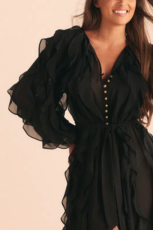 Bohemian Traders Sunray Flounce Maxi Dress In Black Size 10 - Image 4