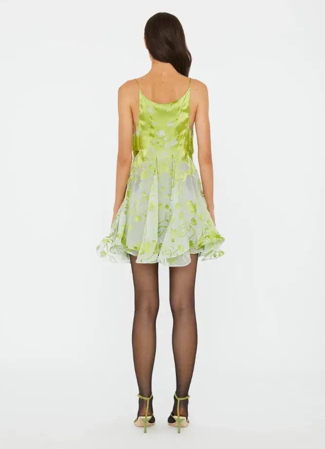 Christopher Esber Burnout Fluted Chemise Mini Dress Mint Sour Green Size AU 6 - Image 2