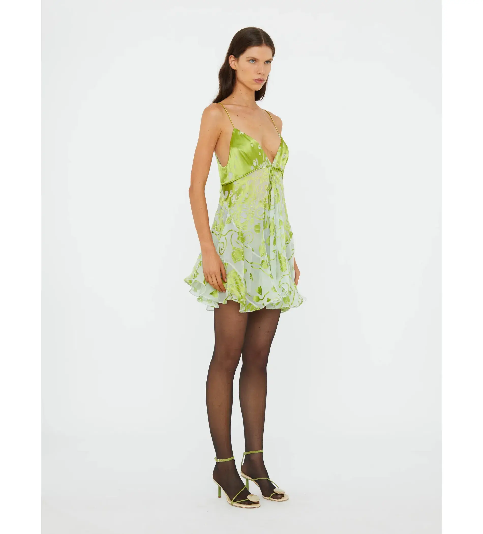 Christopher Esber Burnout Fluted Chemise Mini Dress Mint Sour Green Size 8 - Image 2