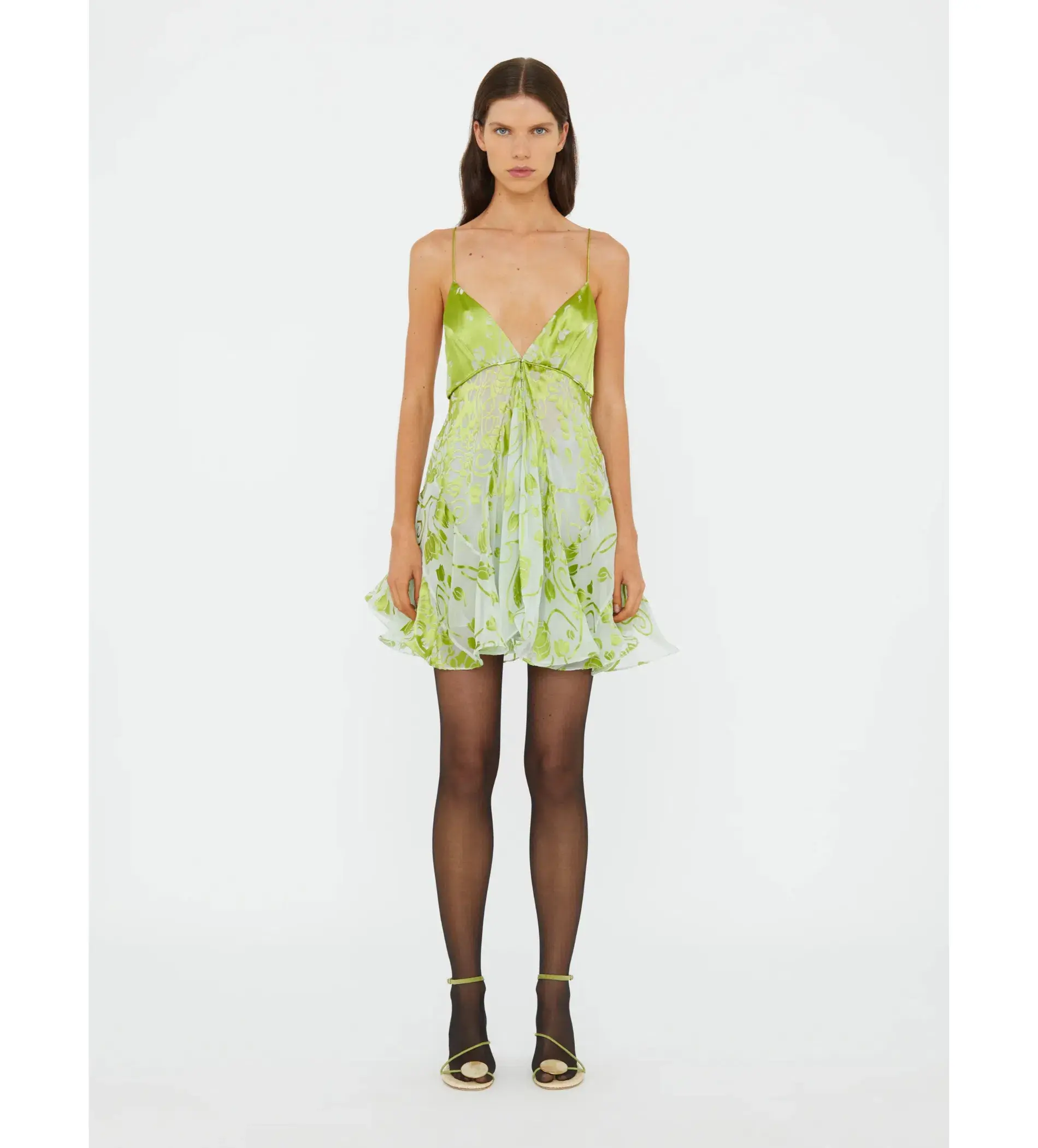 Christopher Esber Burnout Fluted Chemise Mini Dress Mint Sour Green Size 8 - Image 1
