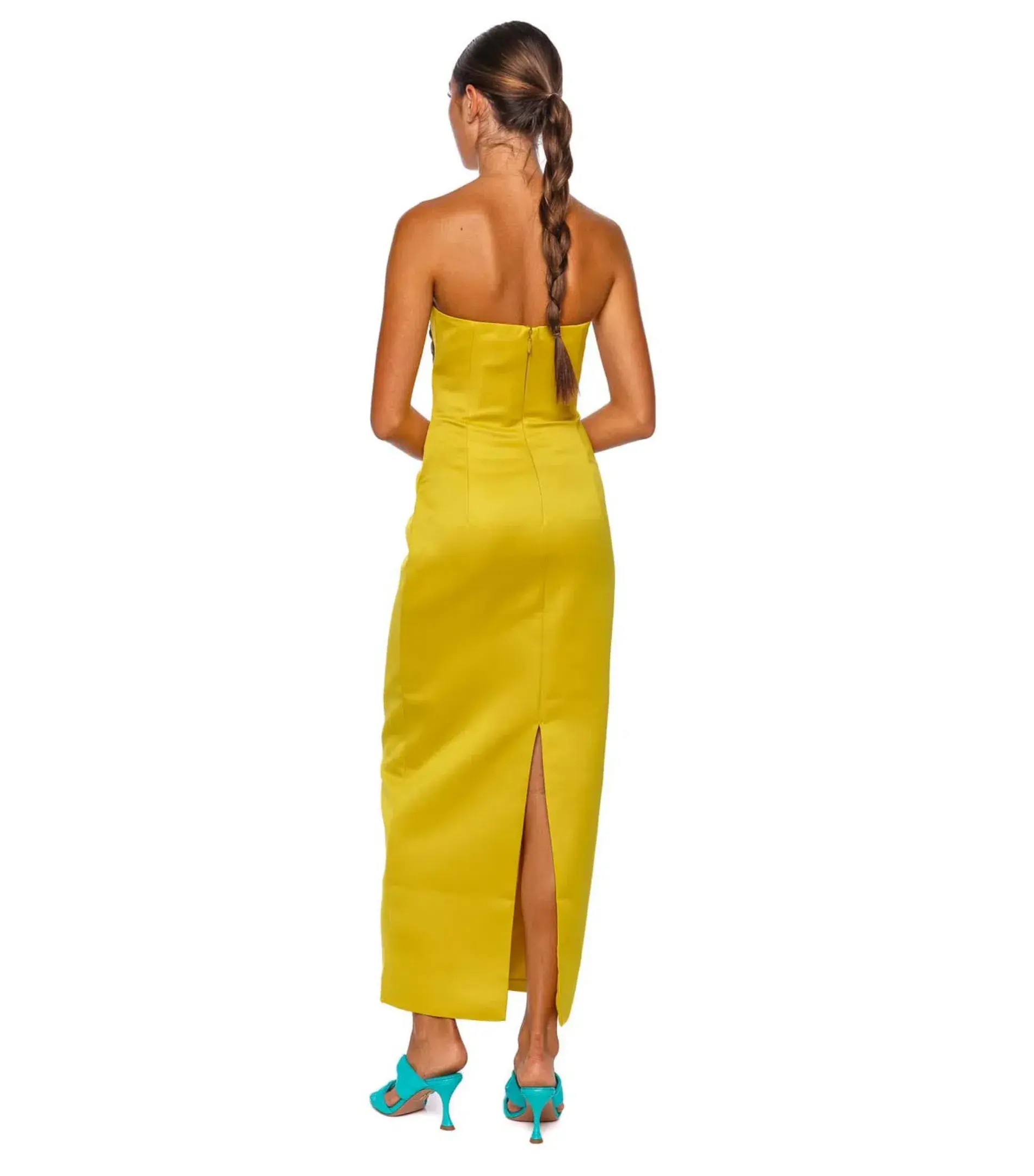 Leo Lin Rayna Appliqué Floral Bustier Maxi Dress in Mustard Size AU 12 - Image 3