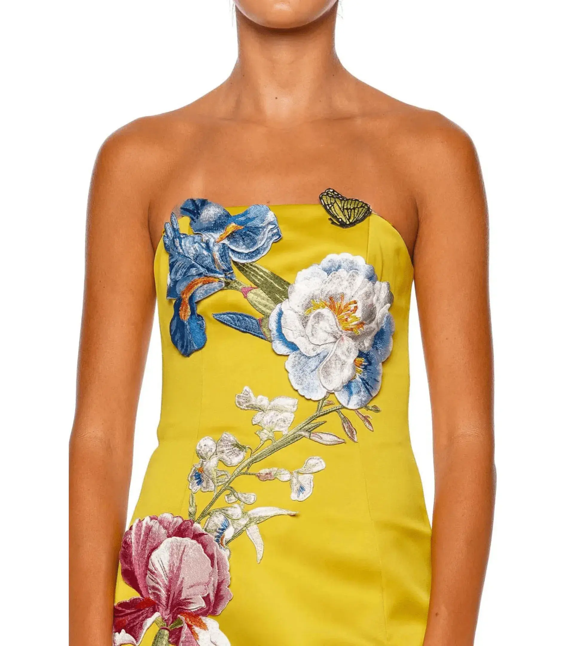 Leo Lin Rayna Appliqué Floral Bustier Maxi Dress in Mustard Size AU 12 - Image 2