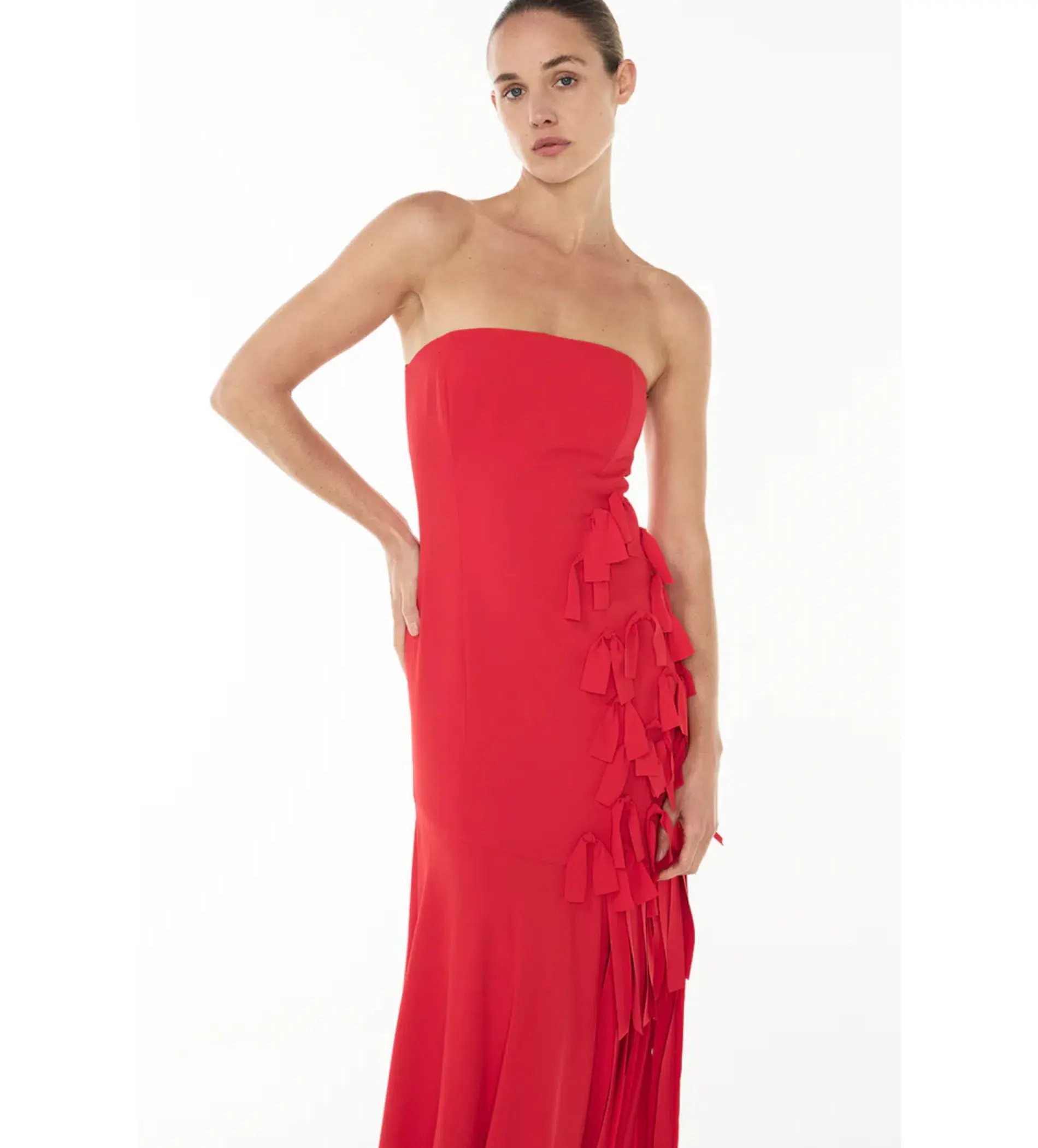 Manning Cartell La Premiere Strapless Maxi Dress Red Size 6 - Image 3
