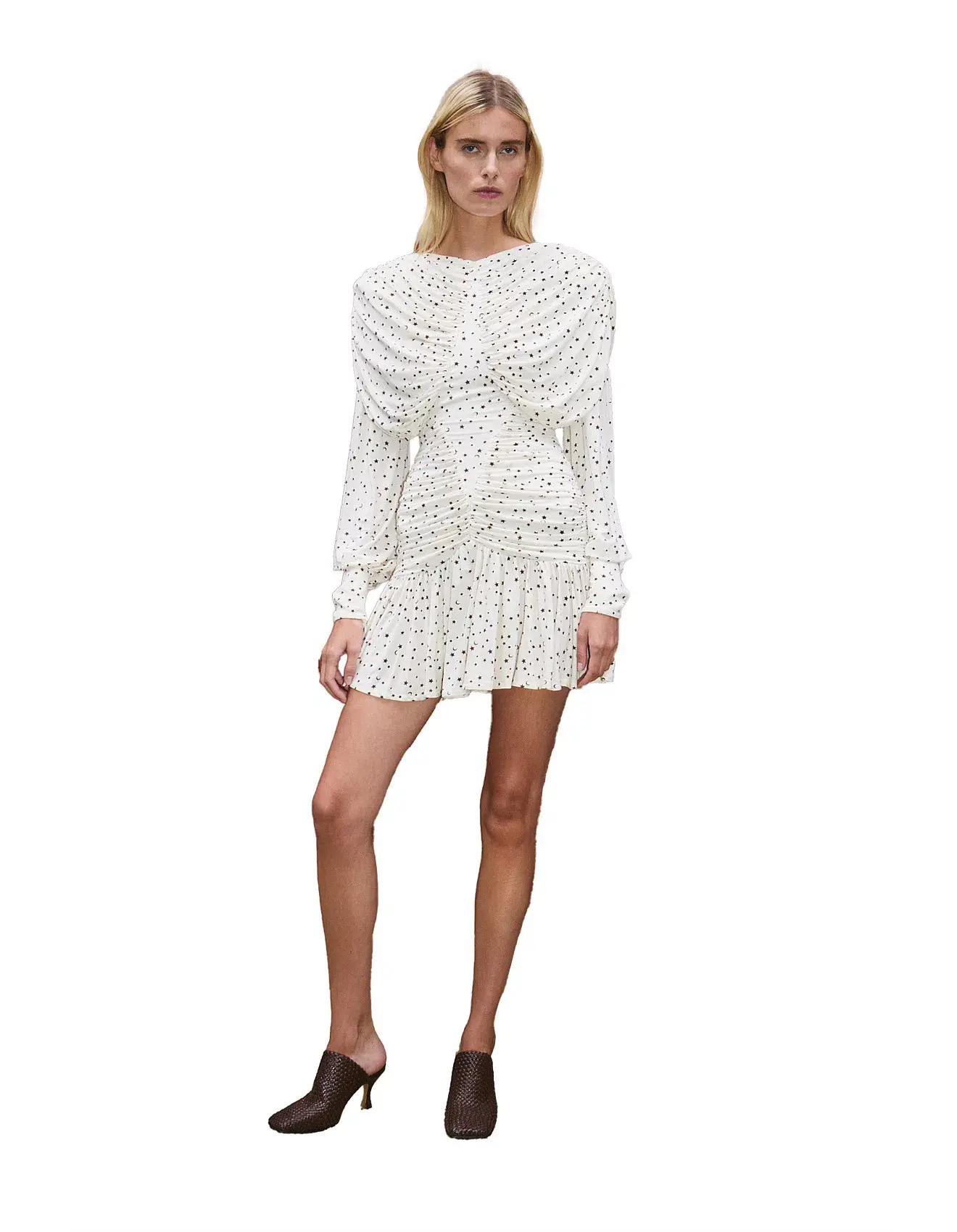 Alemais Etta Ruched Mini Dress Cream Size 8 - Image 1
