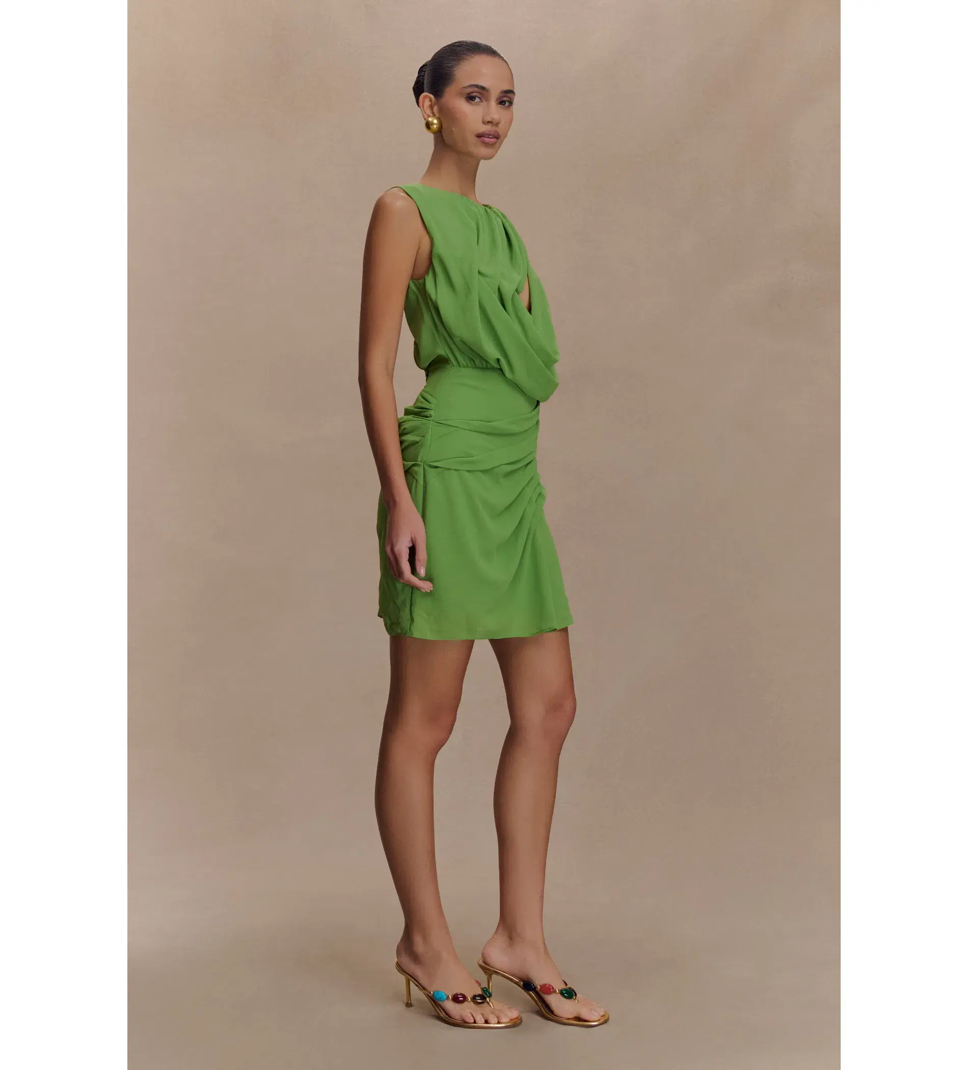 Meshki Oria Chiffon Mini Dress Green Size XXL/AU 16 - Image 3