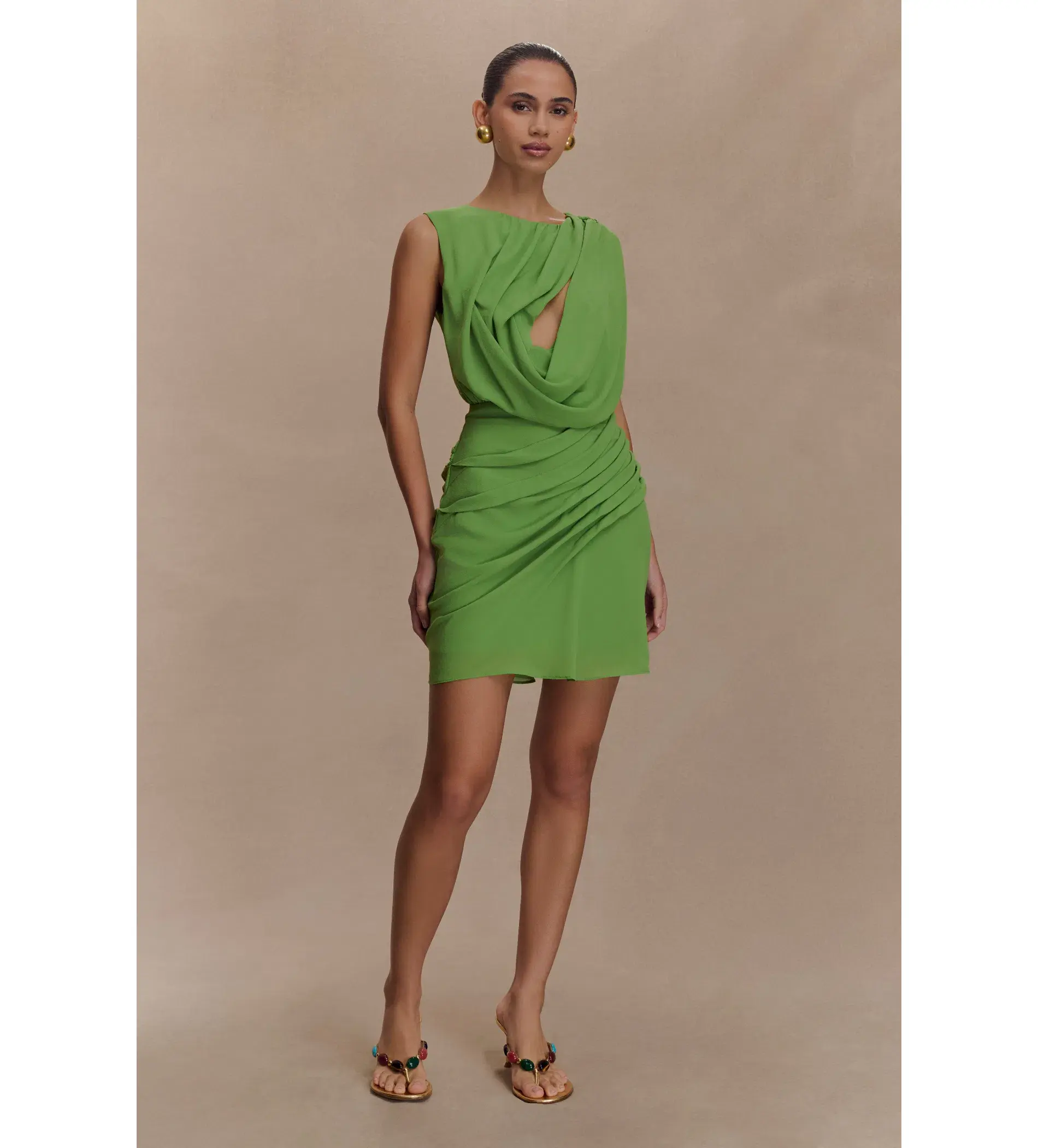 Meshki Oria Chiffon Mini Dress Green Size XXL/AU 16 - Image 1