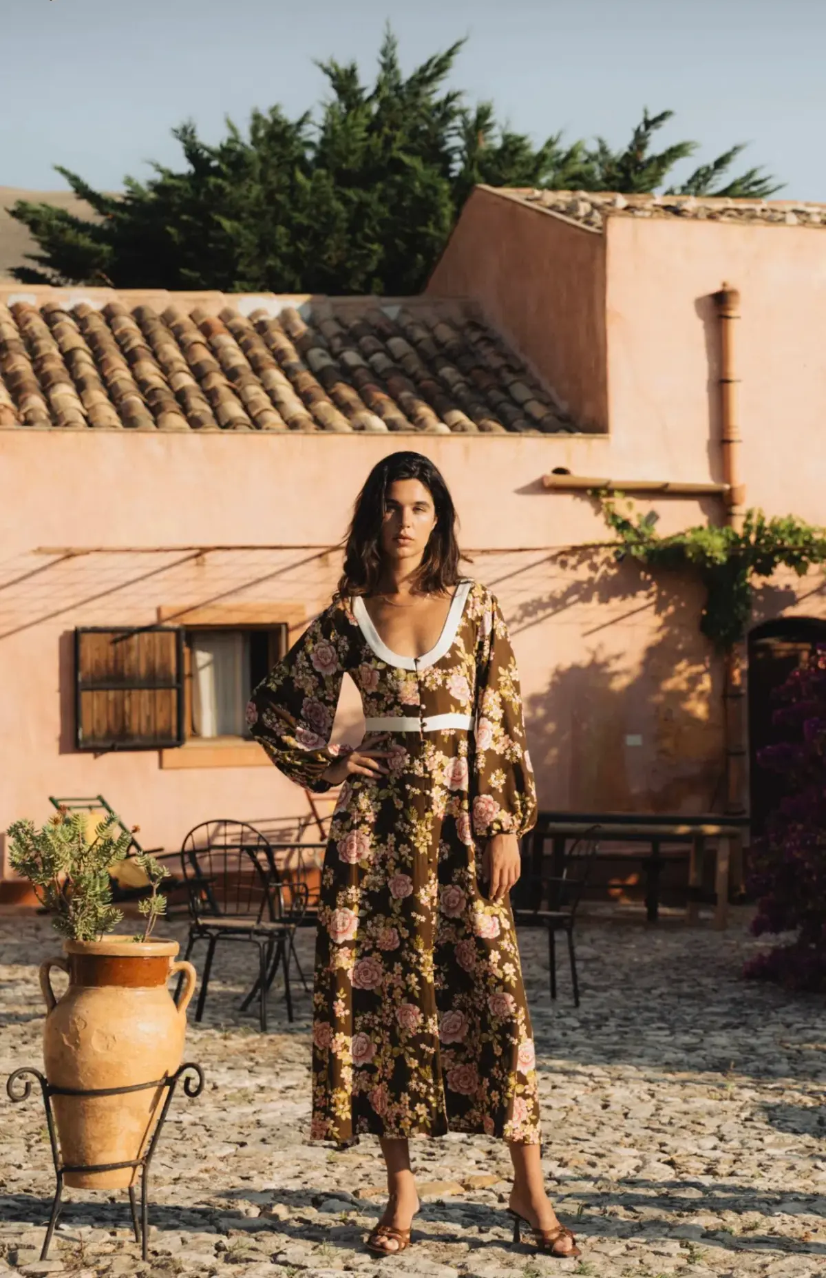 BOHEMIAN TRADERS JULIET SCOOP NECK MIDI / CHOCOLATE / SIZE 8 - Image 3