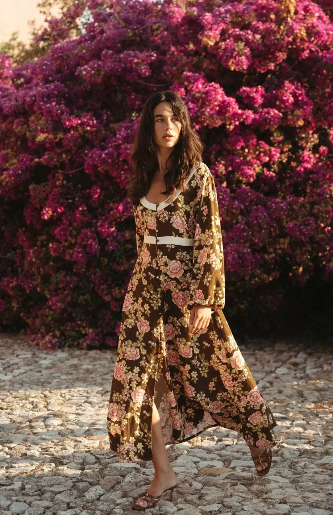 BOHEMIAN TRADERS JULIET SCOOP NECK MIDI / CHOCOLATE / SIZE 8 - Image 1