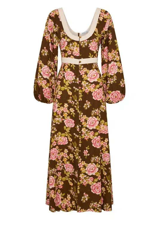 BOHEMIAN TRADERS JULIET SCOOP NECK MIDI / CHOCOLATE / SIZE 8 - Image 5