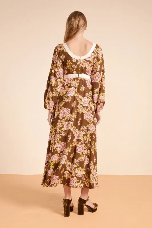 BOHEMIAN TRADERS JULIET SCOOP NECK MIDI / CHOCOLATE / SIZE 8 - Image 4