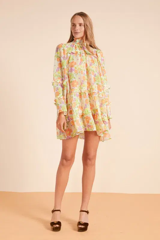 Bohemian Traders Sundance Flare Sleeve Mini in Multi Floral Size 10 - Image 1