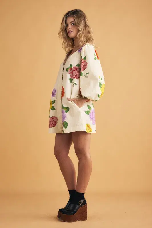 Bohemian Traders Rosetta Mini Dress Cream Size AU 14 for rent on The Volte - main image