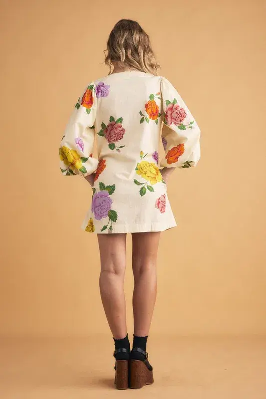 Bohemian Traders Rosetta Mini Dress Cream Size AU 14 for rent on The Volte - main image