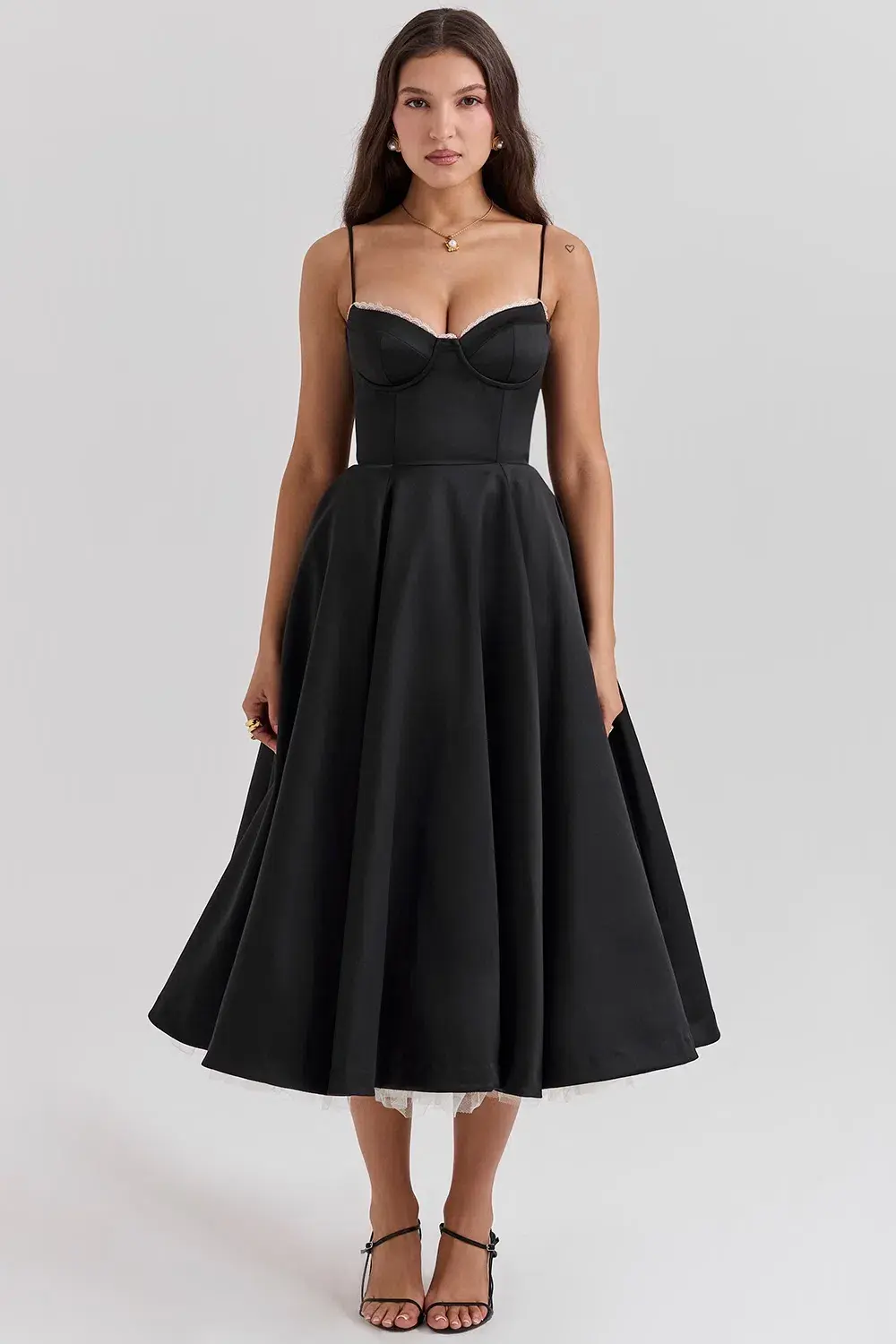 House Of CB Mademoiselle Black Tulle Midi Dress Size AU 8 - Image 5