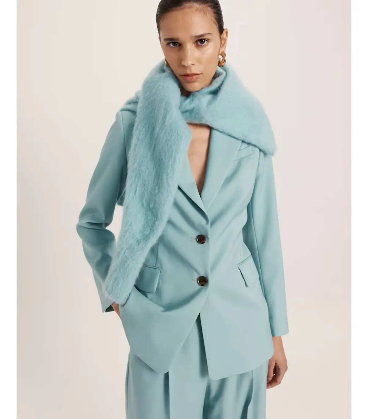 Saba Suki Classic Wool Blazer in Seafoam Size AU 12  - Image 4
