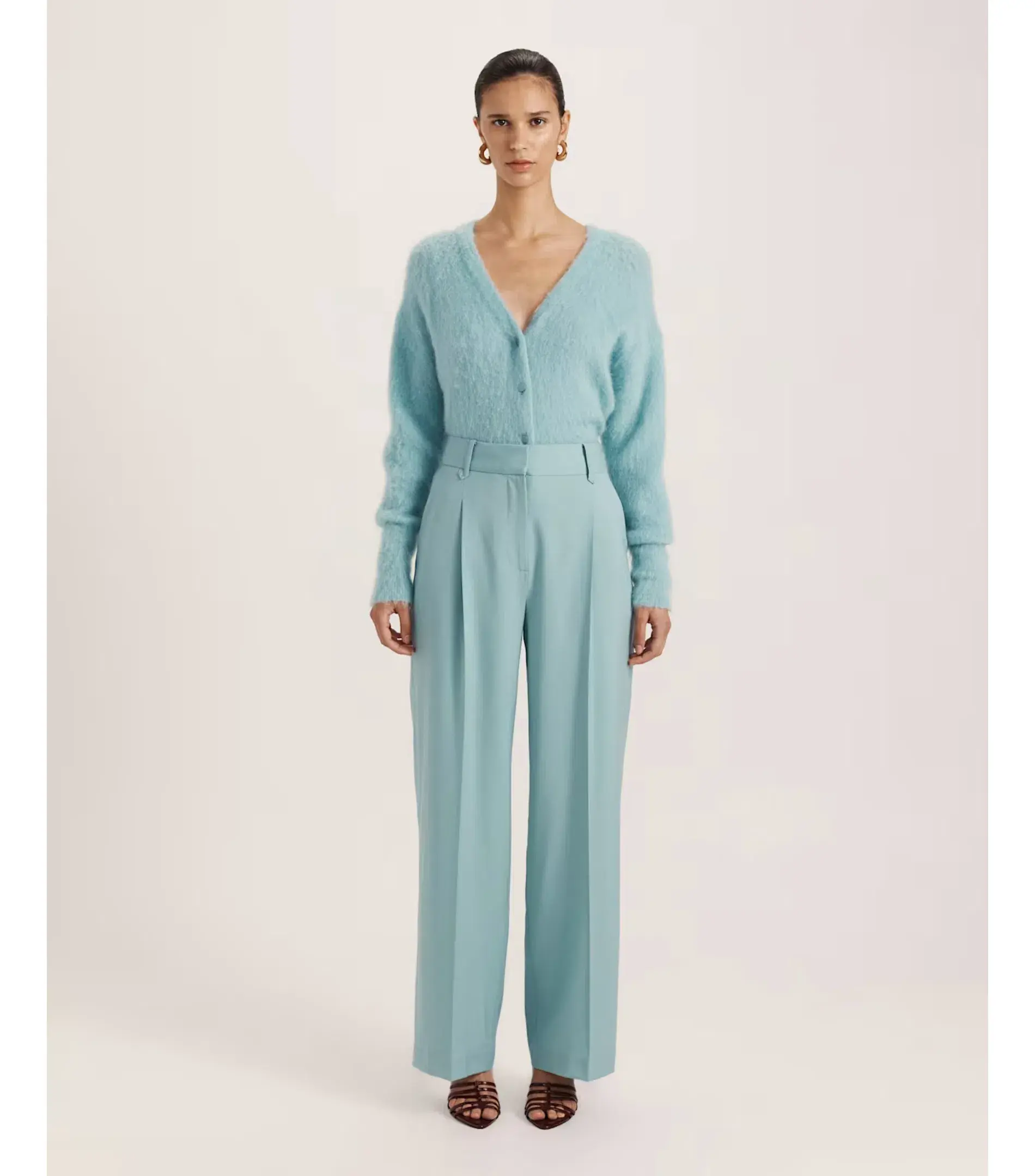 Saba Suki Wide Leg Wool Pant in Seafoam Size AU 12  - Image 1
