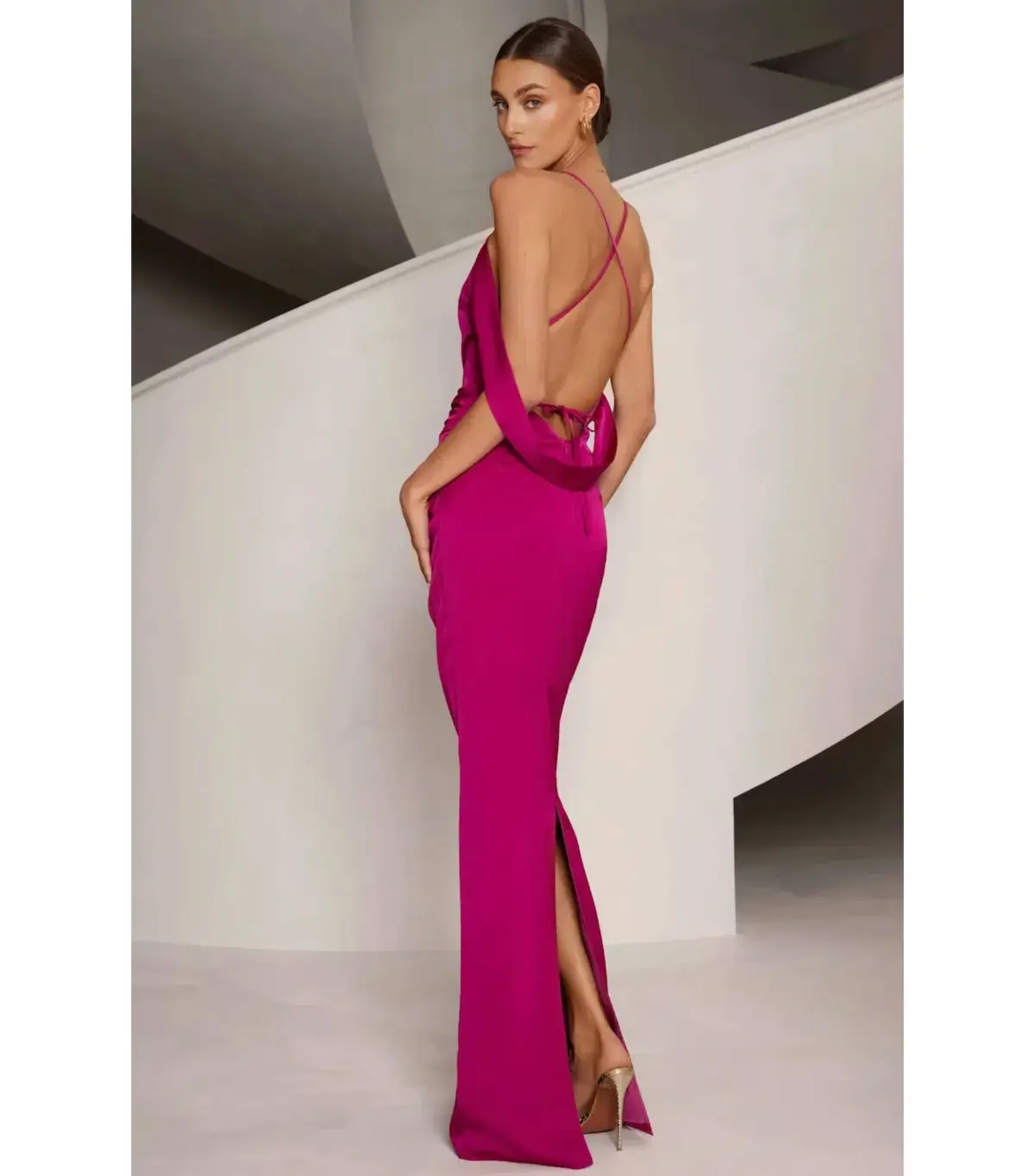 Elle Zeitoune Heather Maxi Dress Mulberry Pink Size AU 8 - Image 4