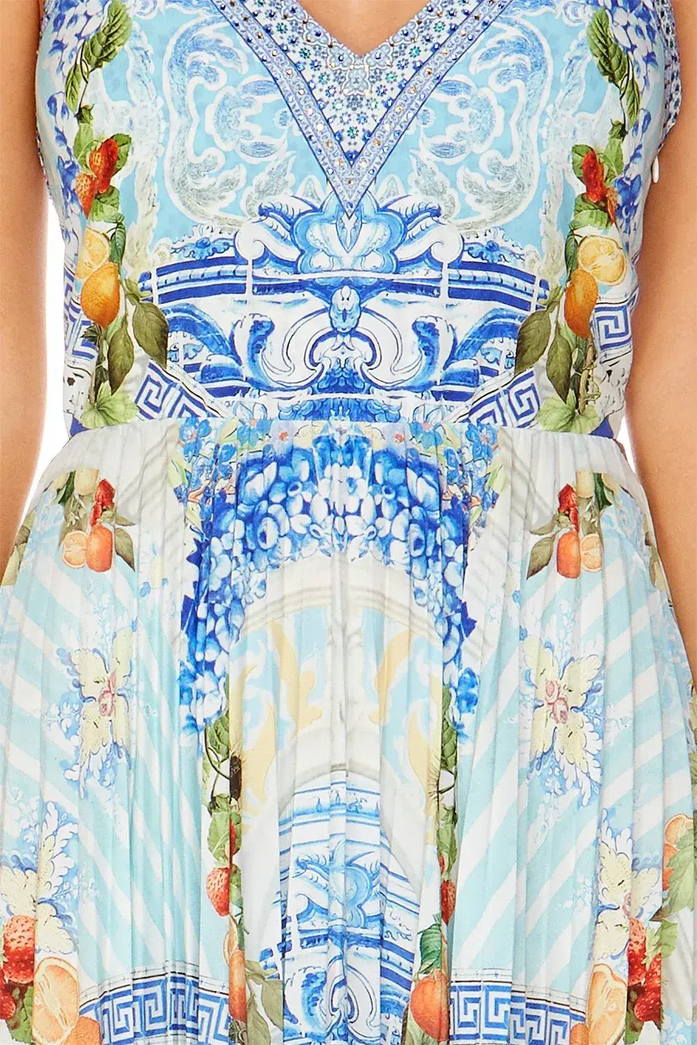 Camilla A Night To Remember Crystal Embellished Printed Blue Silk Maxi Dress Size M / AU 12 - Image 7