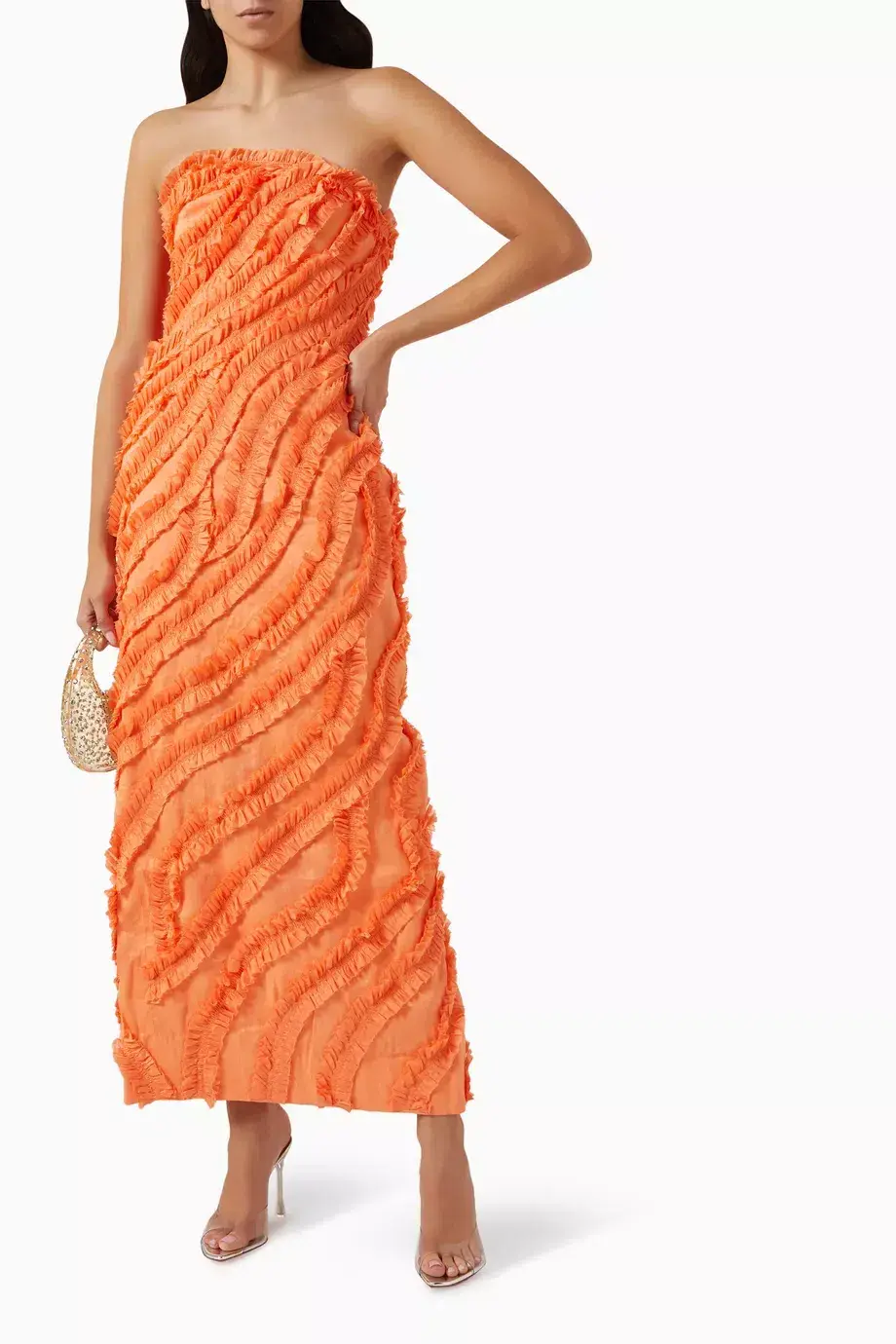 Aje Terrene Frill Maxi Dress Sunset Orange Size 6 - Image 2