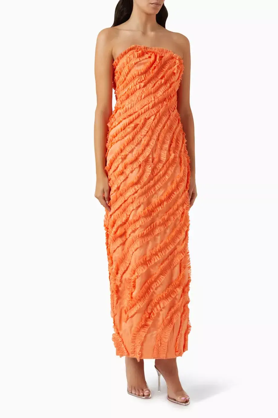 Aje Terrene Frill Maxi Dress Sunset Orange Size 6 - Image 4