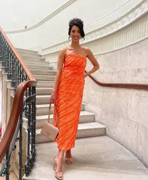 Aje Terrene Frill Maxi Dress Sunset Orange Size 6 - Image 1