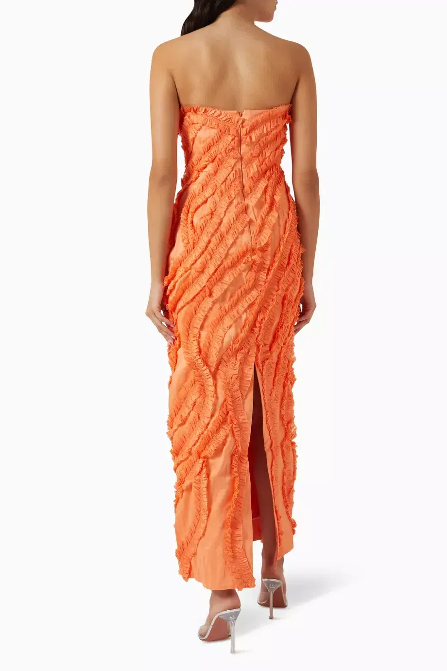 Aje Terrene Frill Maxi Dress Sunset Orange Size 6 - Image 3