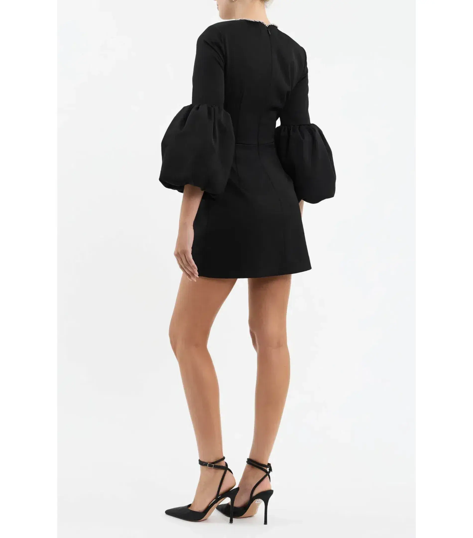 Rebecca Vallance Augustine Long Sleeve Mini Dress Black Size AU 8  - Image 4
