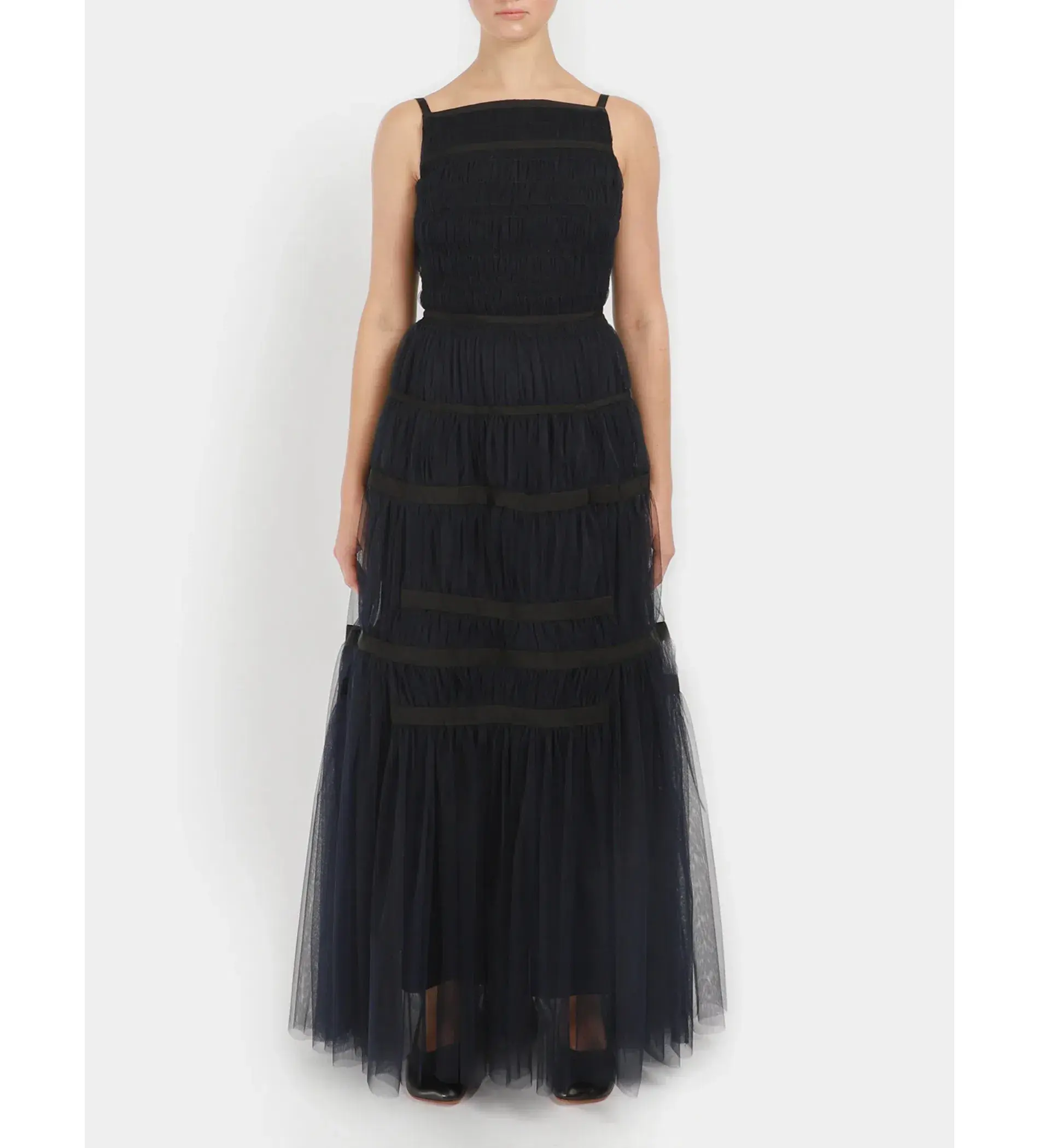 Molly Goddard Soft Tulle Astrid Maxi Dress Navy Size 10 - Image 1