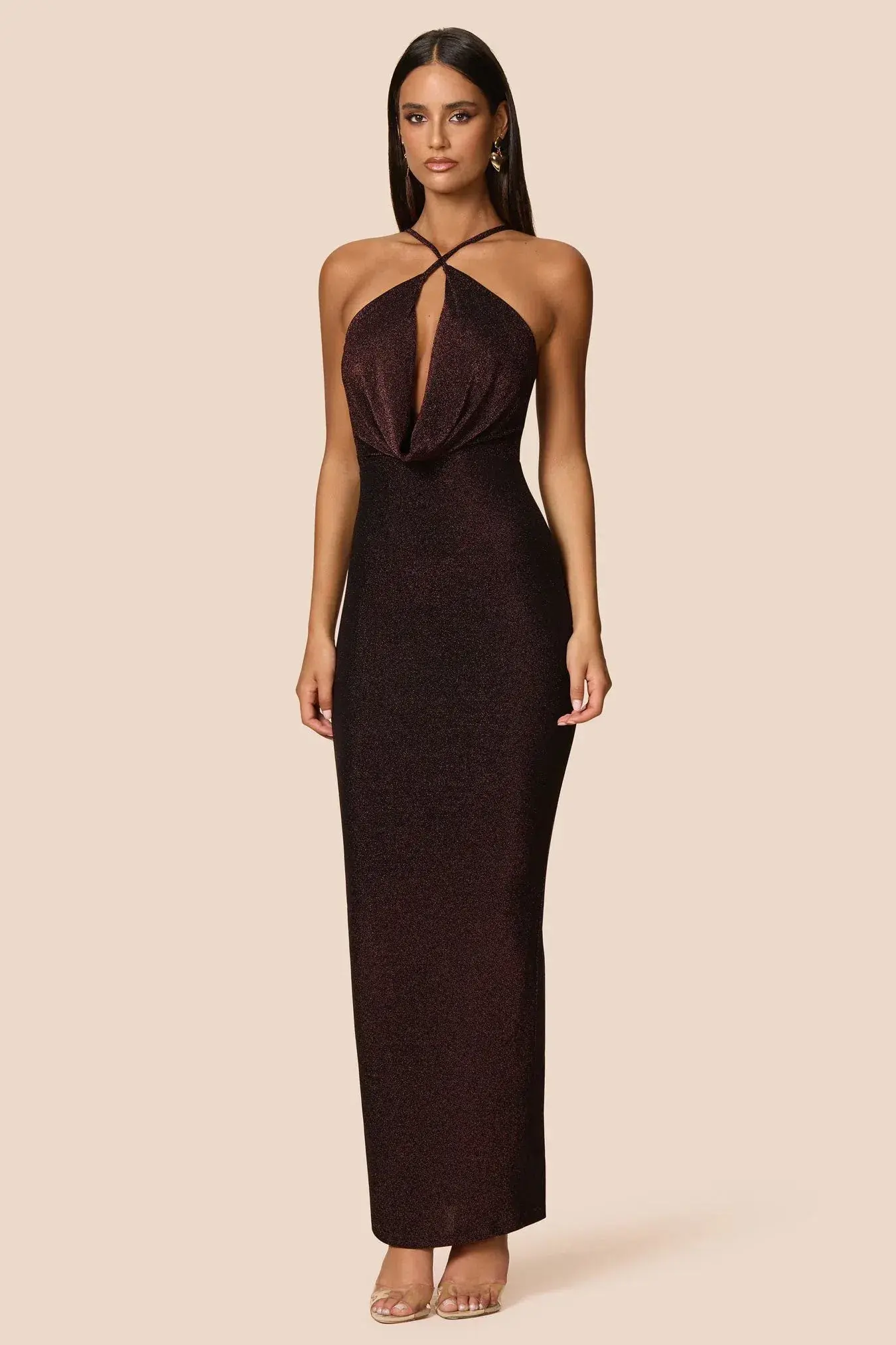 Love Nookie Bianca 2way Halter Maxi Gown Cocoa  Size 12 - Image 3