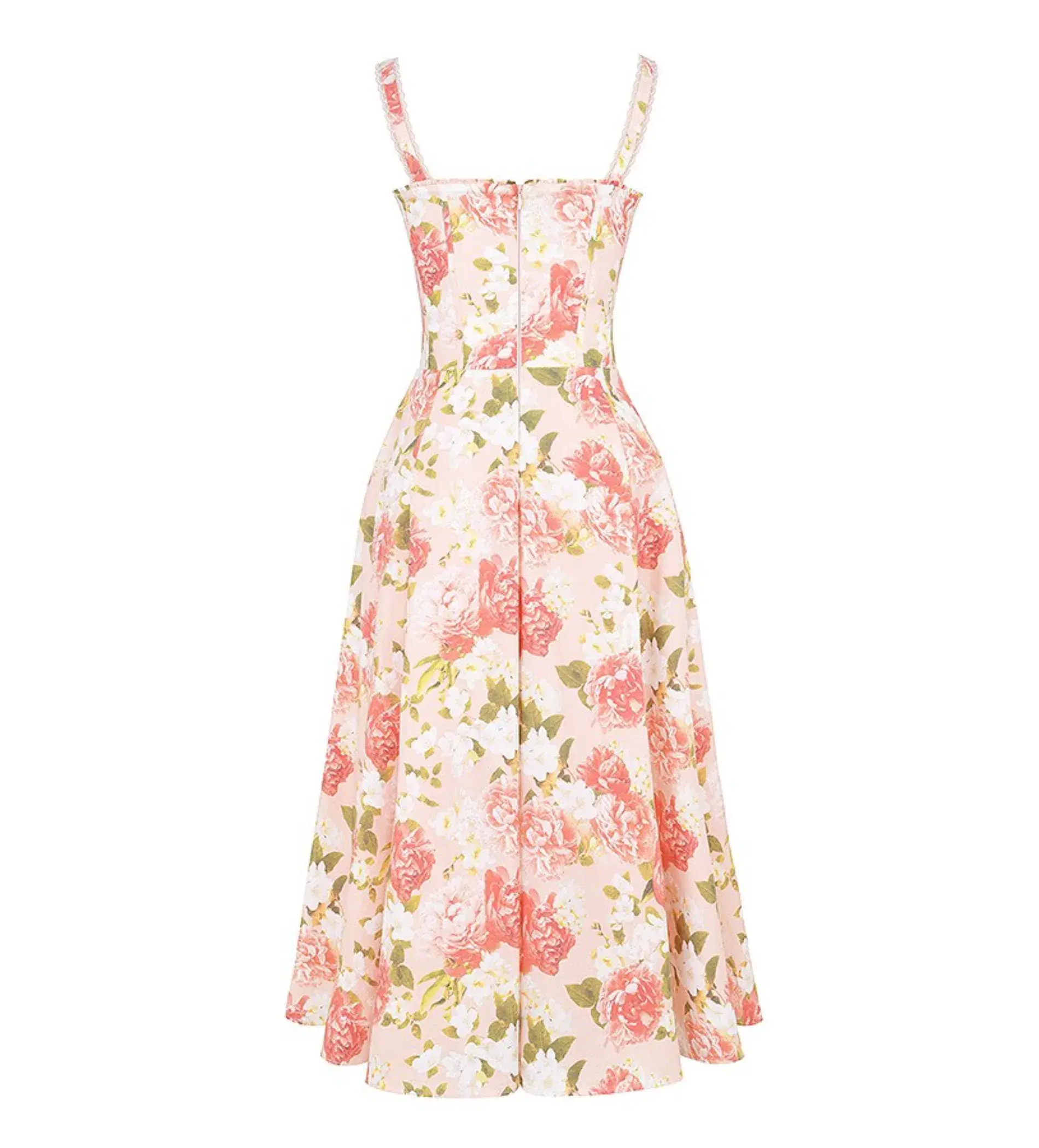 House of CB Rosalee Cotton Bustier Midi Sundress Pink Peony Print Size AU 8 - Image 8